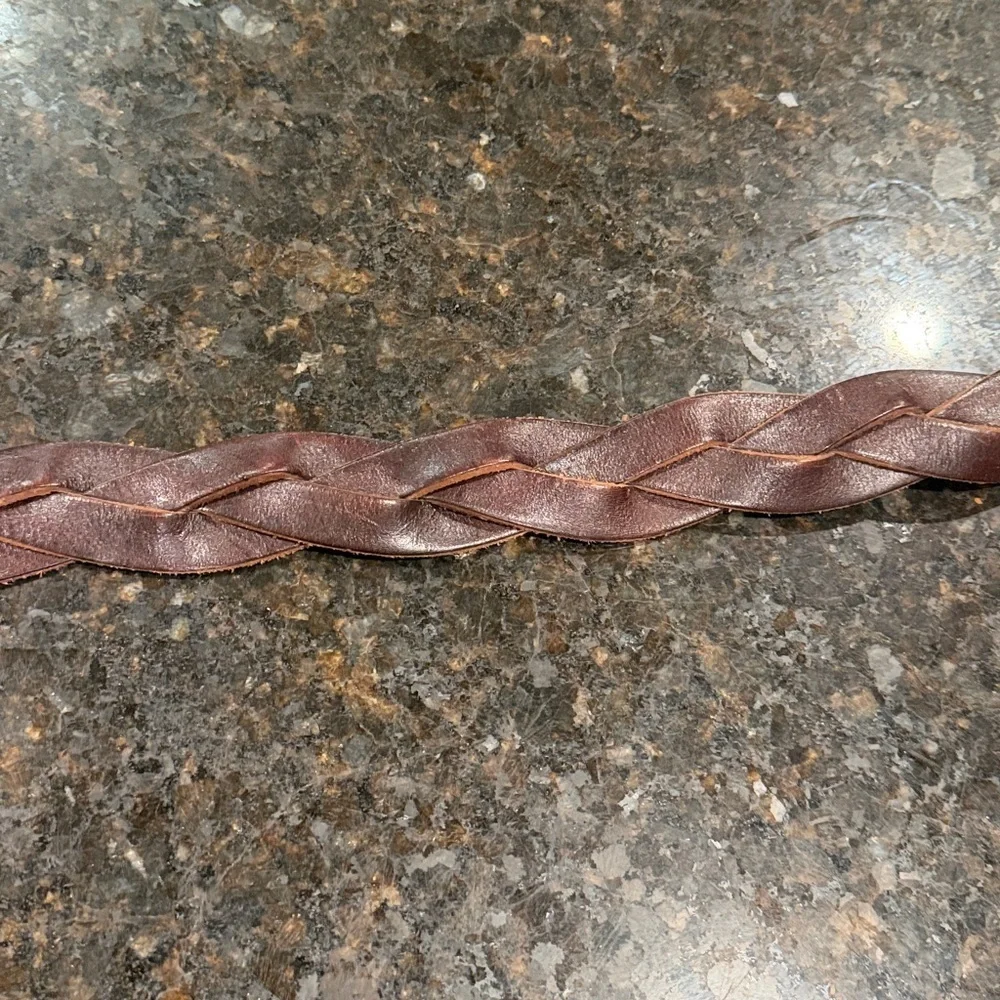 Fossil Brown Leather Belt Thick Braided